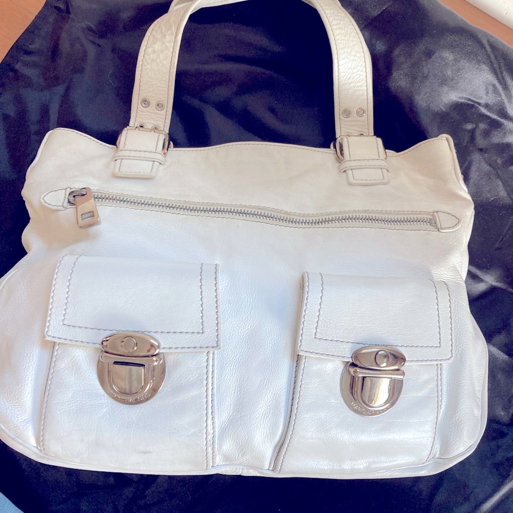 Large Marc Jacobs white double handle shoulder bag